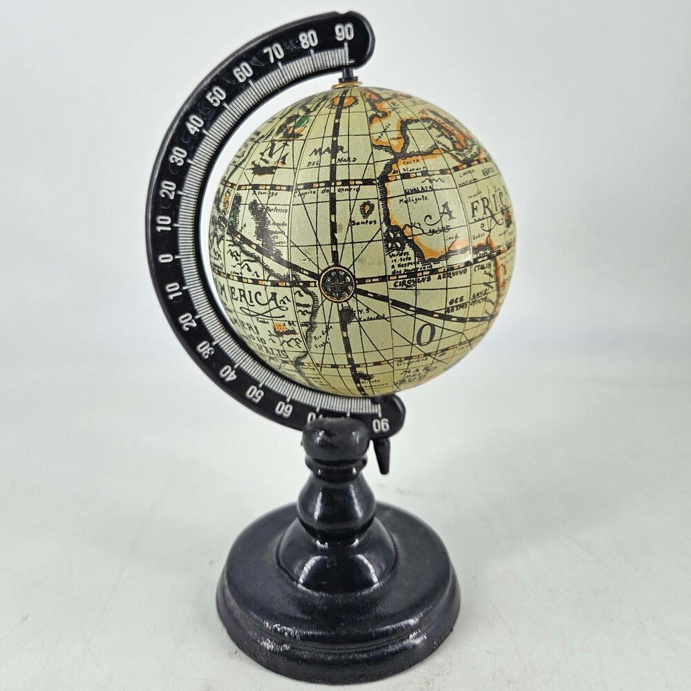 Vintage small decorative Rotating World Globe Desk Ornament 8"
